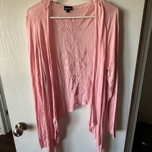 torrid Pink Open-Front Embroidered Cardigan
